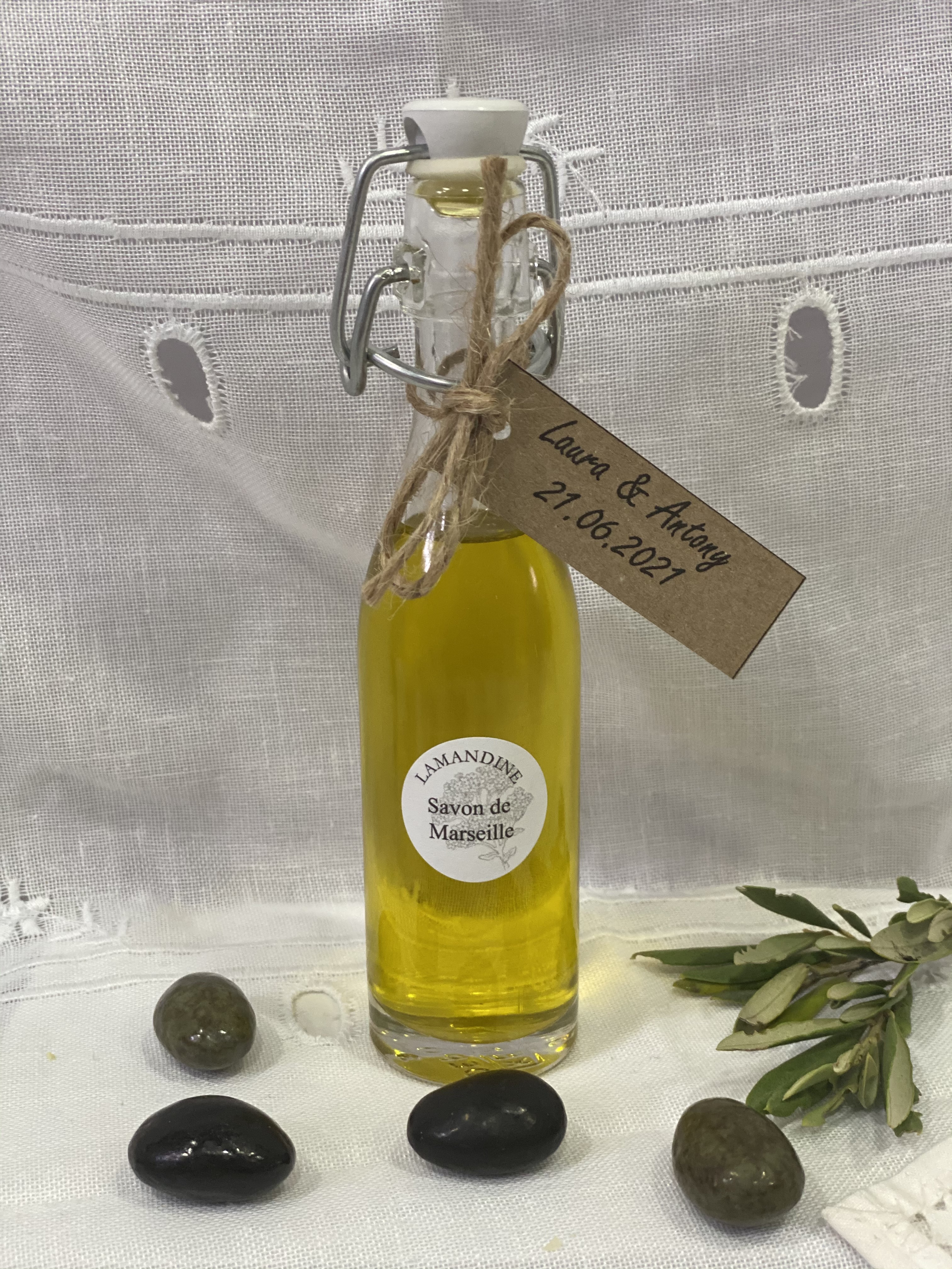 Bouteille huile d'olive mariage - Marseille - Lamandine Confiserie