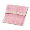 Pochette ornée d'une dentelle de coton 10 x 11.5 cm couleur : rose