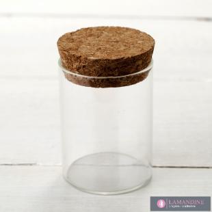 Petit pot en verre avec bouchon liège 7 cm - Vegaooparty
