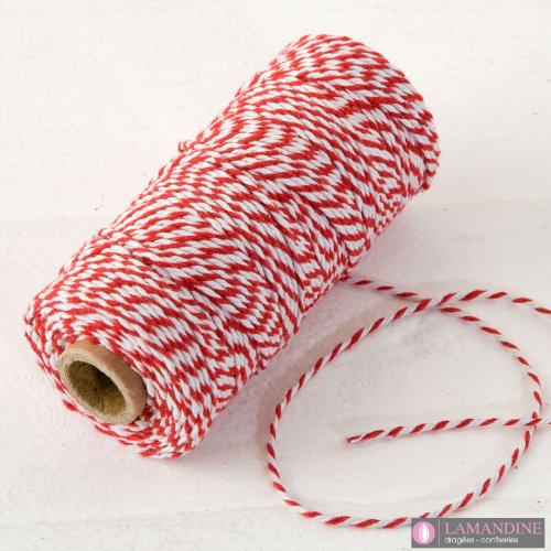 cordon bi colore rouge et blanc 100 mètres