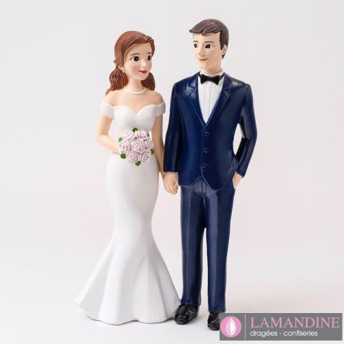 lamandine - figurine  gâteau mariés élégant smoking